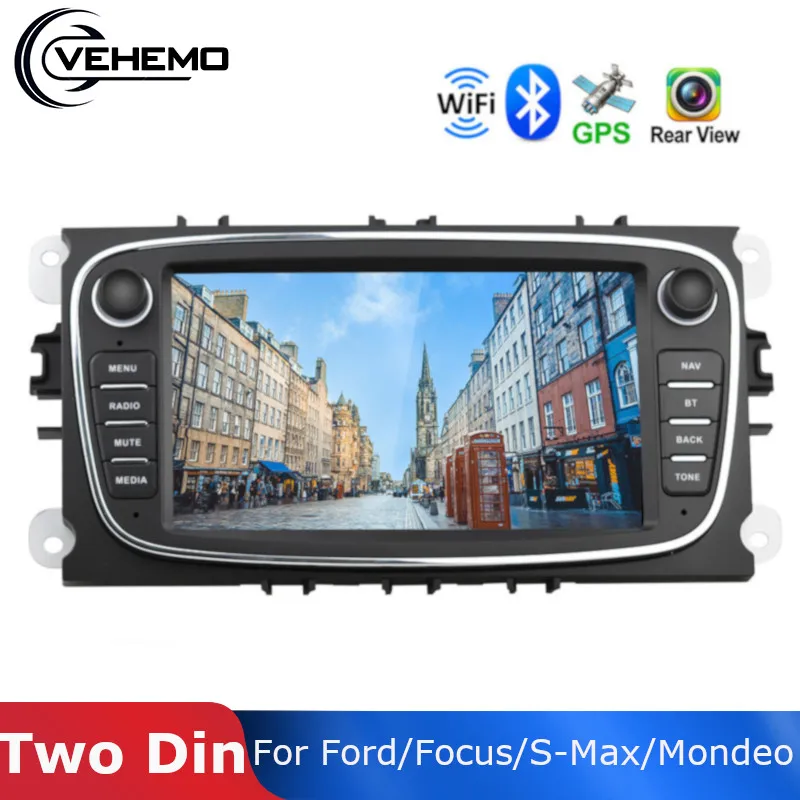 Vehemo мультимедийный плеер Автомобильный видеорегистратор камера " Android 8,1 MP5 Play радио WiFi 2 din для Ford/Focus/S-Max/Mondeo 9/Galaxy yc-Max gps