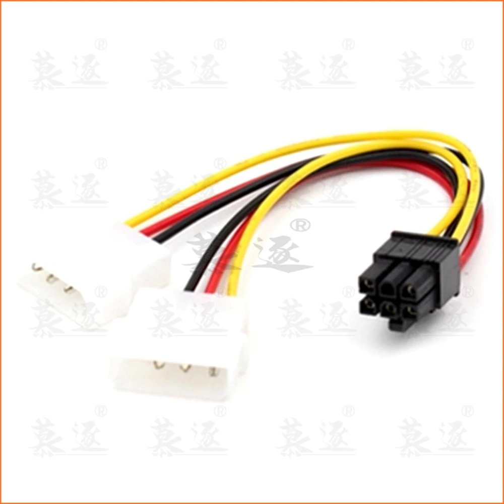 1 шт. 6 дюймов 2 x Кабель преобразователя питания Molex 4 pin to 6-Pin PCI Express Видеокарта Pci-e ATX