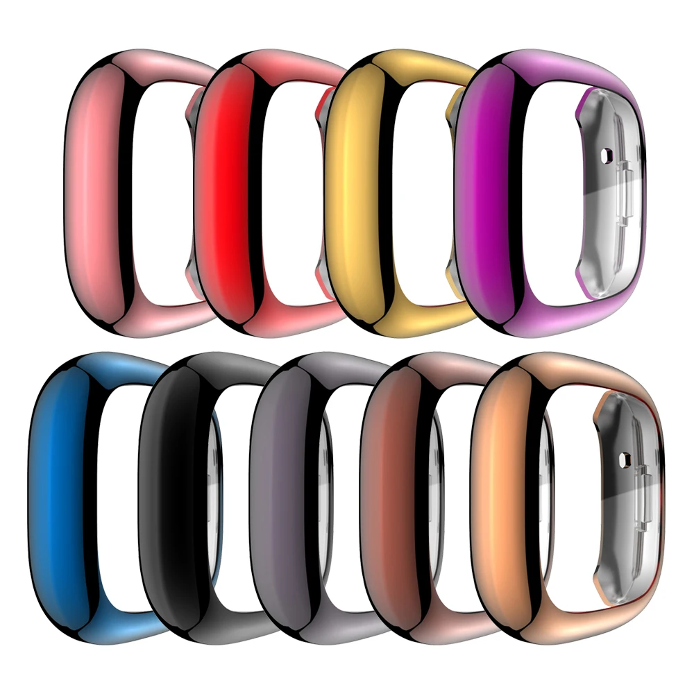 Soft Tpu Case for Fitbit Versa 3 2 1 & Sense Waterproof Watch Shell Cover Screen Protector for Fitbit Versa 3 Full Cover Case
