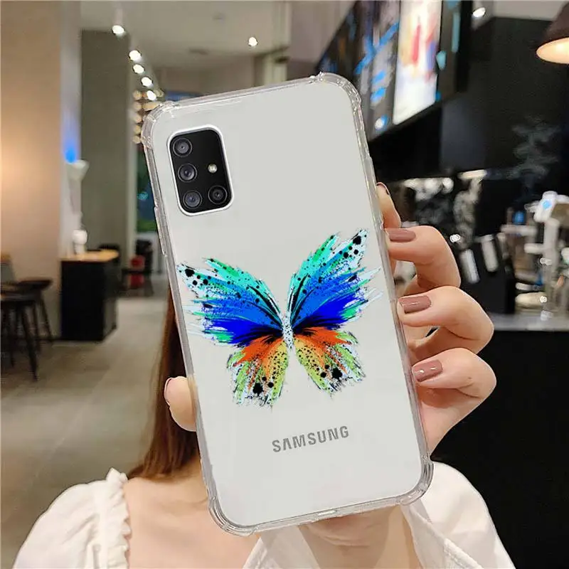 

Colorful butterflies Phone Case Transparent For Samsung S A M J 21 20 50 30 60 5 7 51 71 90 11 10 J710 e p PLUS Prime 5G coque