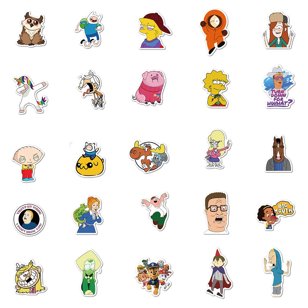 

100PCS Mix Cartoon Stickers Laptop Guitar Luggage Fridge Phone Bike Car Cool Waterproof Graffiti Sticker Decal Kid Classic Toys