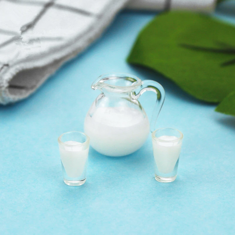 

1:12/1:6 Dollhouse Miniature Scene Mode Milk Juice Set Dollhouse Decoration Accessories Pretend Play Kitchen Toy