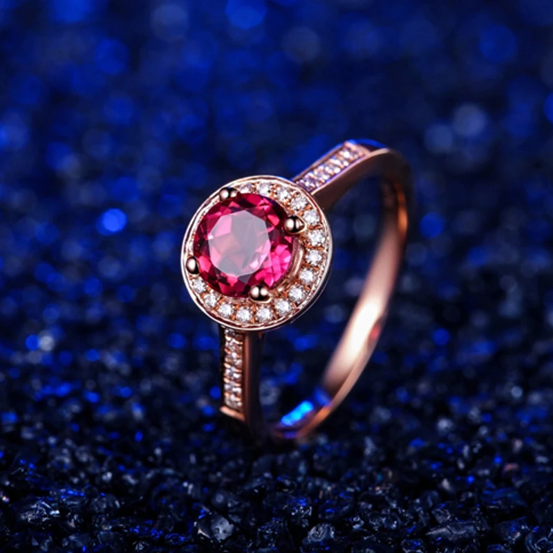 Женское серебряное классическое кольцо s925 с 4 когтями Круглый рубиновый АААА