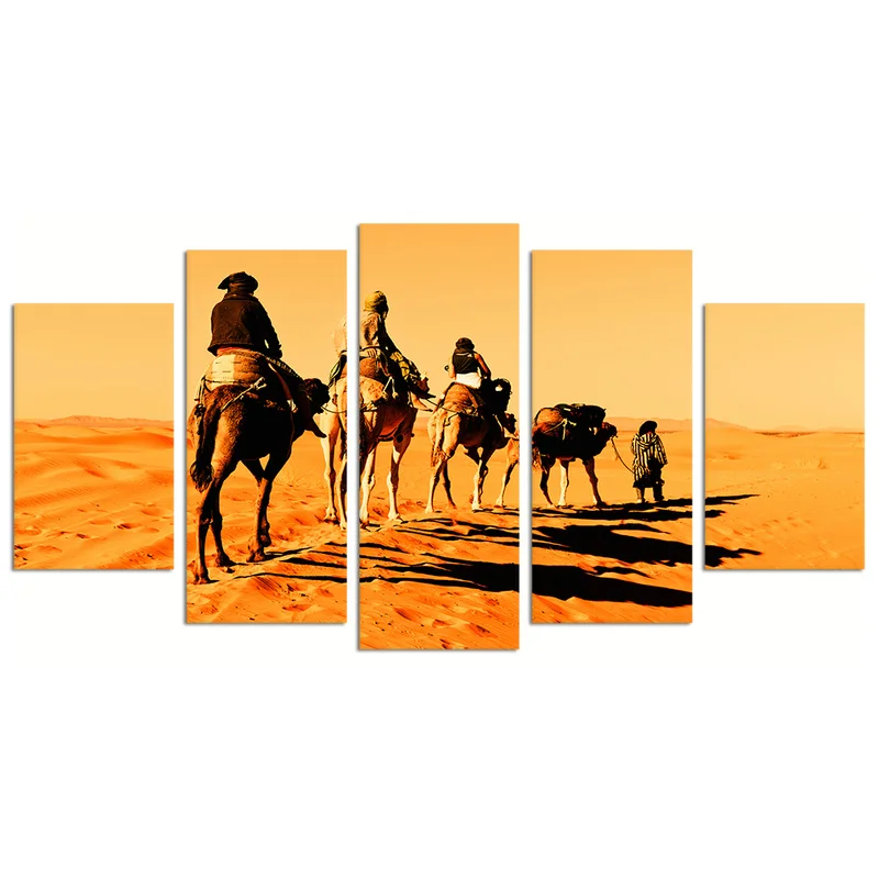

5 Pieces Camel Caravan Wall Art Poster Desert Scenery Print Canvas Painting Modern Style Picture Living Room Home Decor