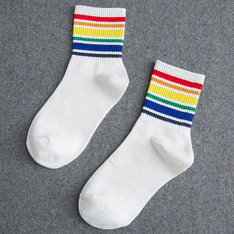 Winter Women's Socks Cotton Rainbow Stripes Socks Christmas Hot Sales Fashion Warm pregnant stocking thick maternity - Цвет: style 1