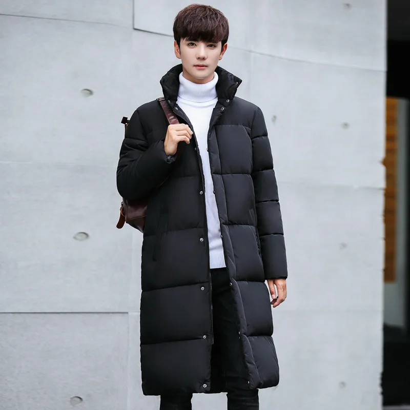 

Men's mid-length padded coat stand-up collar fashion trend padded jacket thickened warm casual street winter clothes