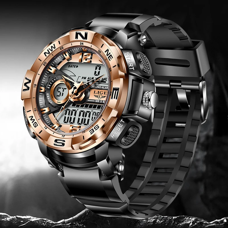 2021 LIGE новые мужские часы Лидирующий бренд Роскошные модные наручные с двойным