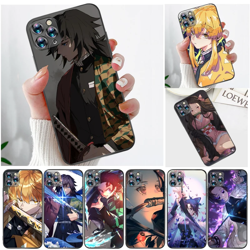 

Demon Slayer Agatsuma Zenitsu Kamado Nezuko Kamado Tanjirou Kimetsu No Yaiba Phone Case For iPhone 11 11Pro MAX Carcasa