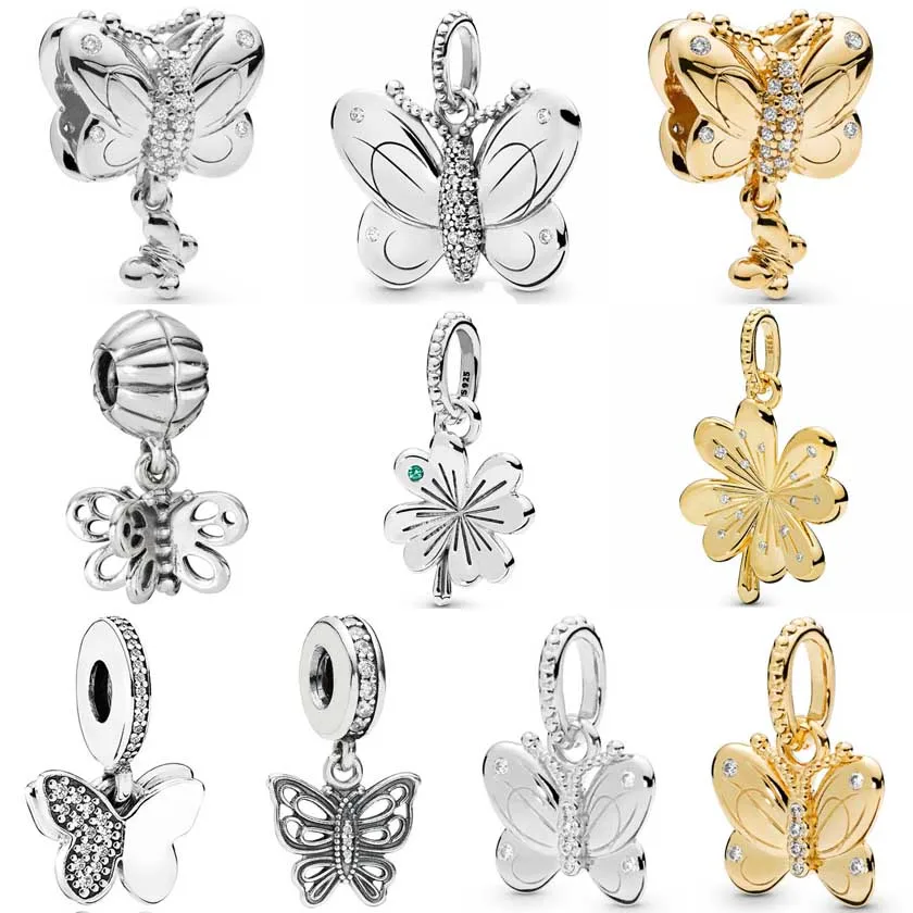 

Original Friends Forever Decorative Butterfly Lucky Clover Pendant Charm Jewelry Fit 925 Sterling Silver Bead Popular Bracelet