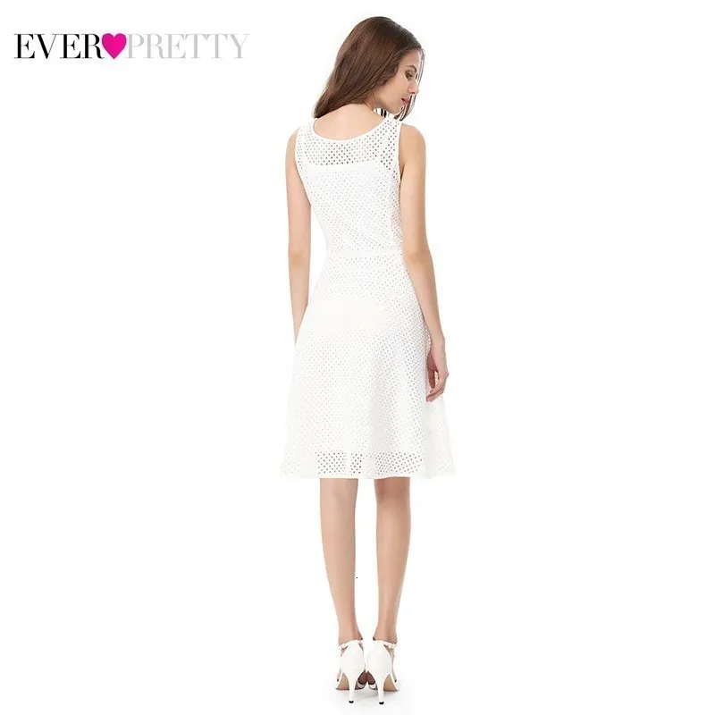 Чисто белые платья подружки невесты Ever Pretty A-Line с круглым вырезом без рукавов, женские платья для свадебной вечеринки, Vestido Madrinha