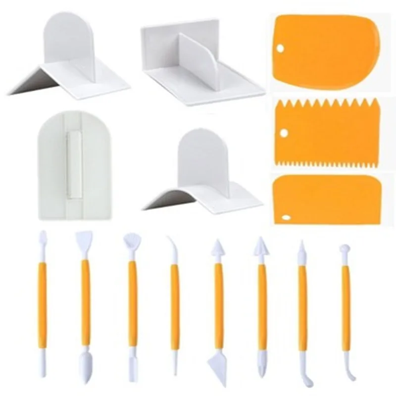 

15pcs Engraving Pen Scraper Fondant Corner Smoother Cake Tool Set scraper Cake Brush Cream Spatula Baking Decorating Tools