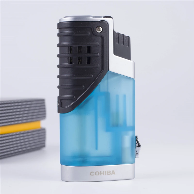 

COHIBA Cigar Ligthers Large Capacity Plastic Transparent Frosted Texture Containing Cigar Drill Smoking Accessories