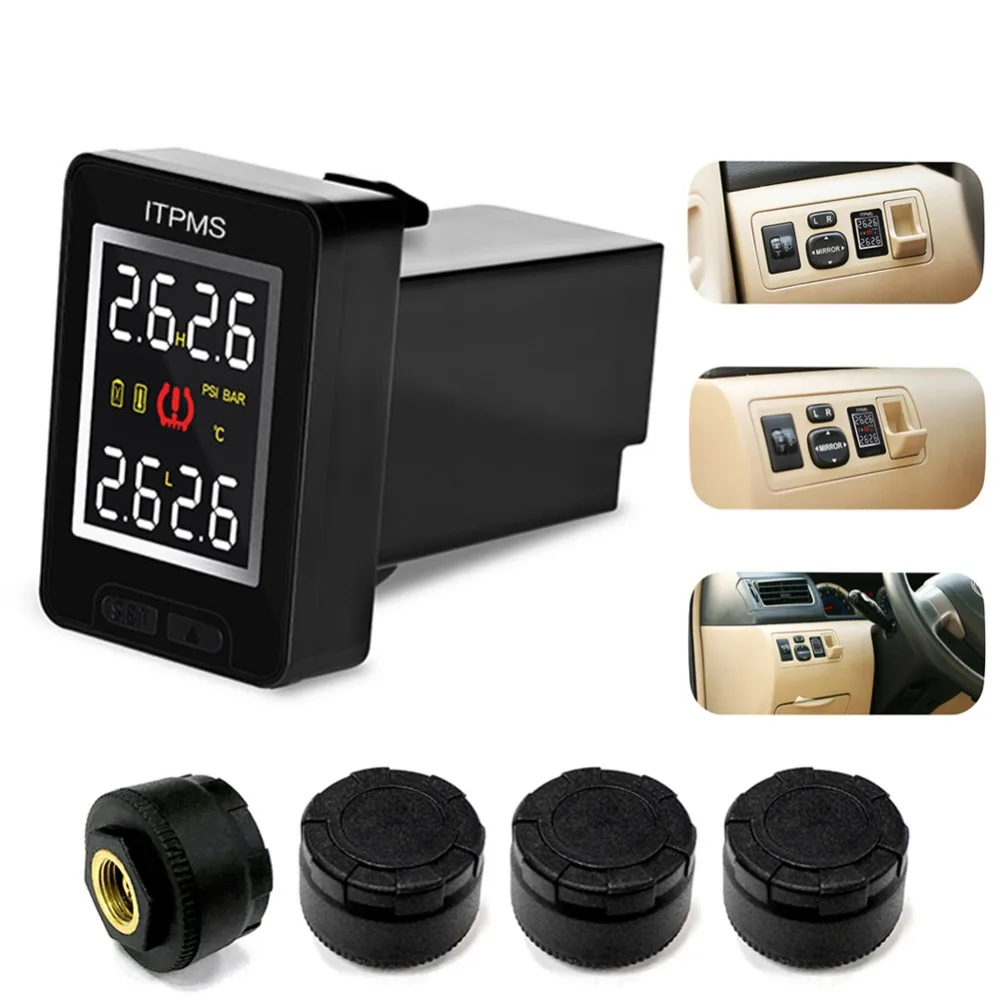 Для Toyota CAREUD U912 авто беспроводной TPMS система контроля давления в шинах с 4 датчиками ЖК-дисплей Встроенный автомобильный монитор TPMS