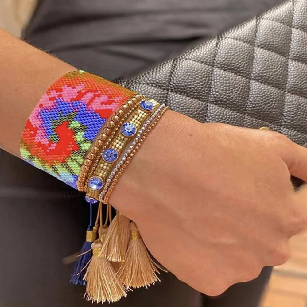 

BLUESTAR Women Bracelets MIYUKI Bead Bracelets tie dye Pattern Pulseras Mujer Moda Handmade Crystal Bead Armband Jewelry 2021