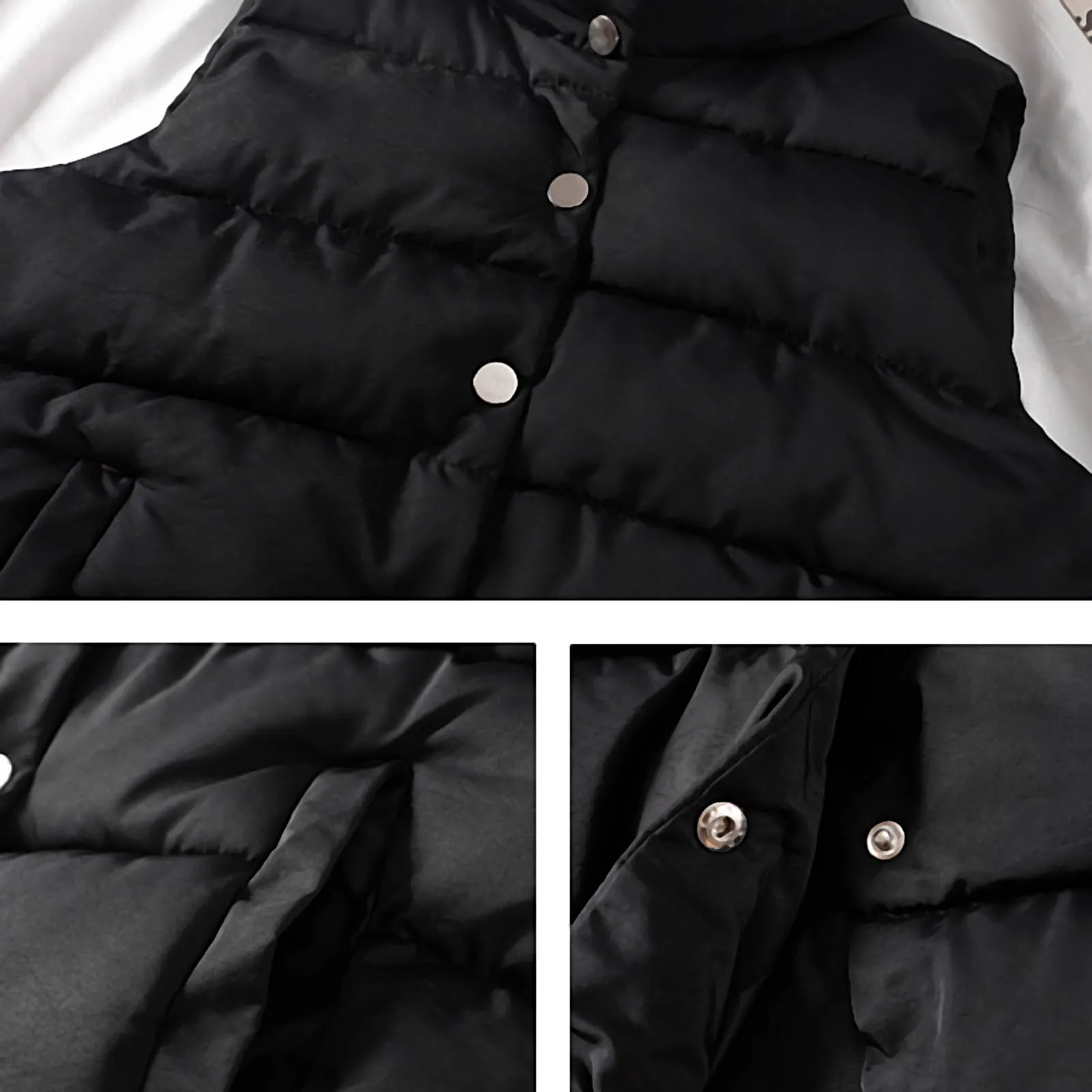 

Women Autumn Winter Sleeveless Waistcoat Pockets Buttons Down Vest Warm Coat