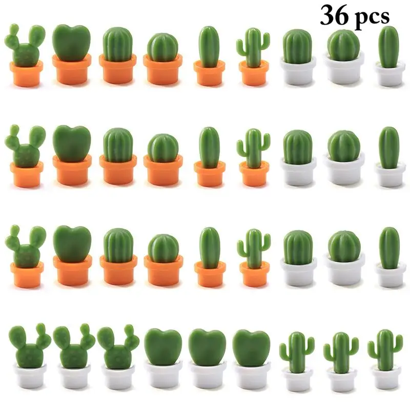 

12/36pcs Fridge Magnets Cute Mini Succulent Plant Vase Set Magnet Button Cactus Refrigerator Sticker Magnets