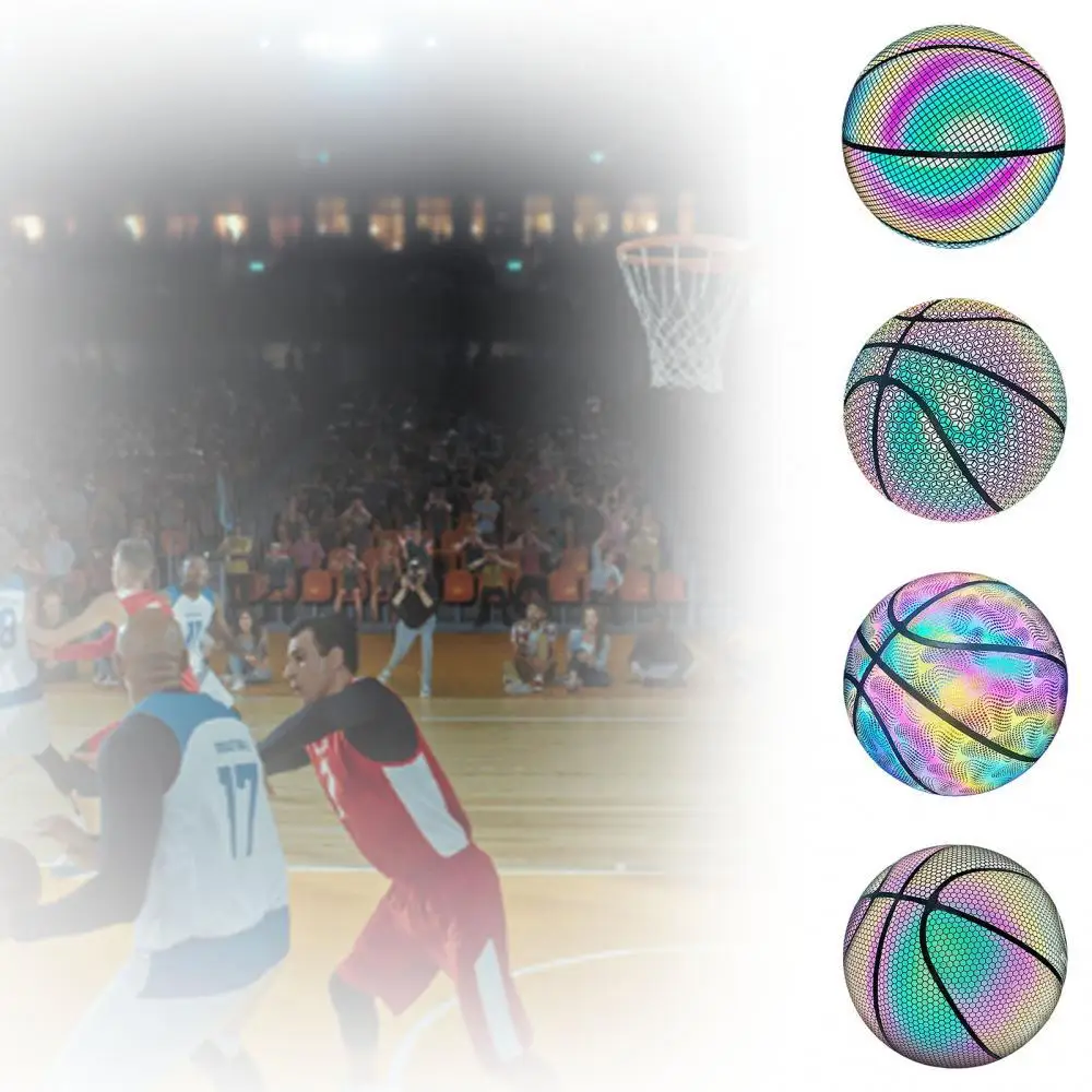 

Holographic Glowing Basketball Reflective Luminous Fluorescent Basketball Lighted Glow Basketball Night Game Basketball