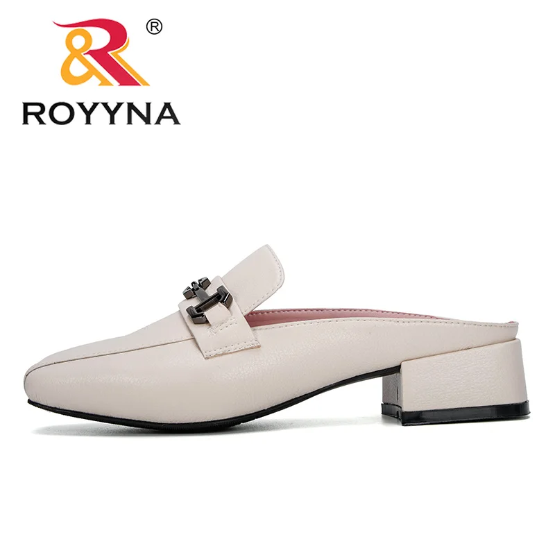 ROYYNA 2020 New Designers Popular Flat Shoes Fashion Mules Women Square Toe Slip On Sandalias Woman Slipper Summer Sandals Comfy | Обувь