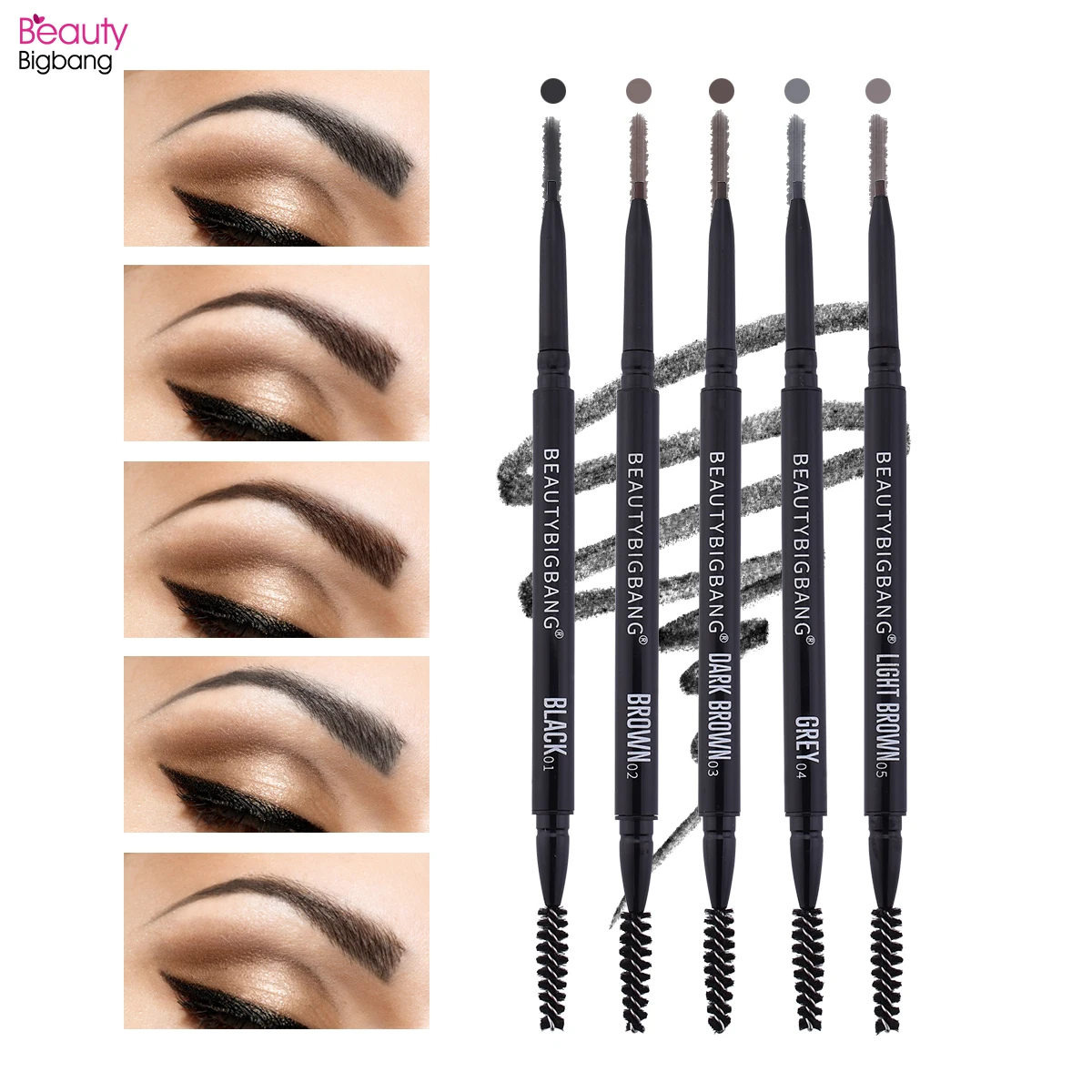 

Beautybigbang Waterproof Natural Four-claw Eye Brow Tint Makeup Tool Eyebrow Pencil Brown Black Grey Double Brush Eyebrow Pen