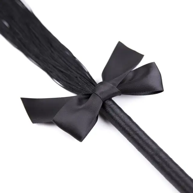 New Black Silk Bow String Small Whip Sex Toys Soft Leather Passion Spanking Paddle Leather Whip Slave Restraints Bondage Flogger 5