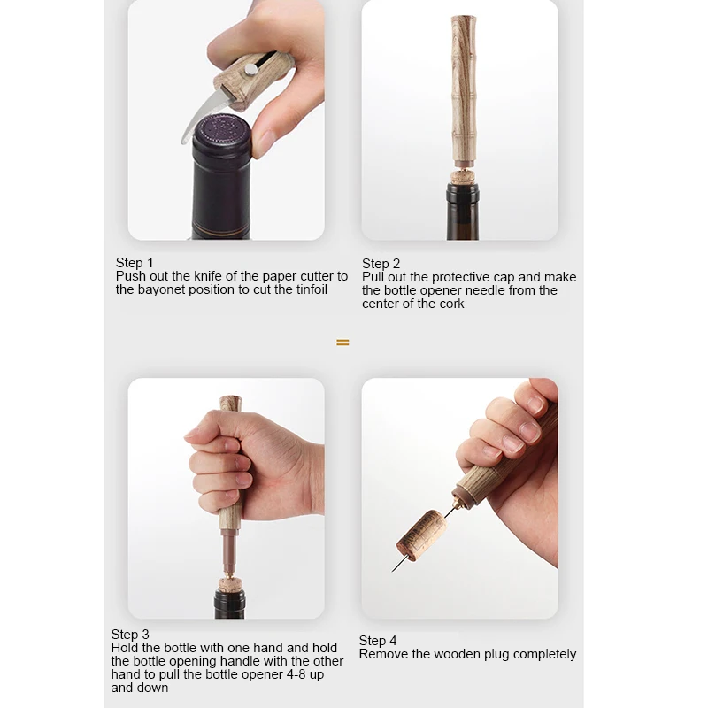 

Bamboo Pattern Air Pressure Bottle Opener Piston Style Bottle Opener Set H88F