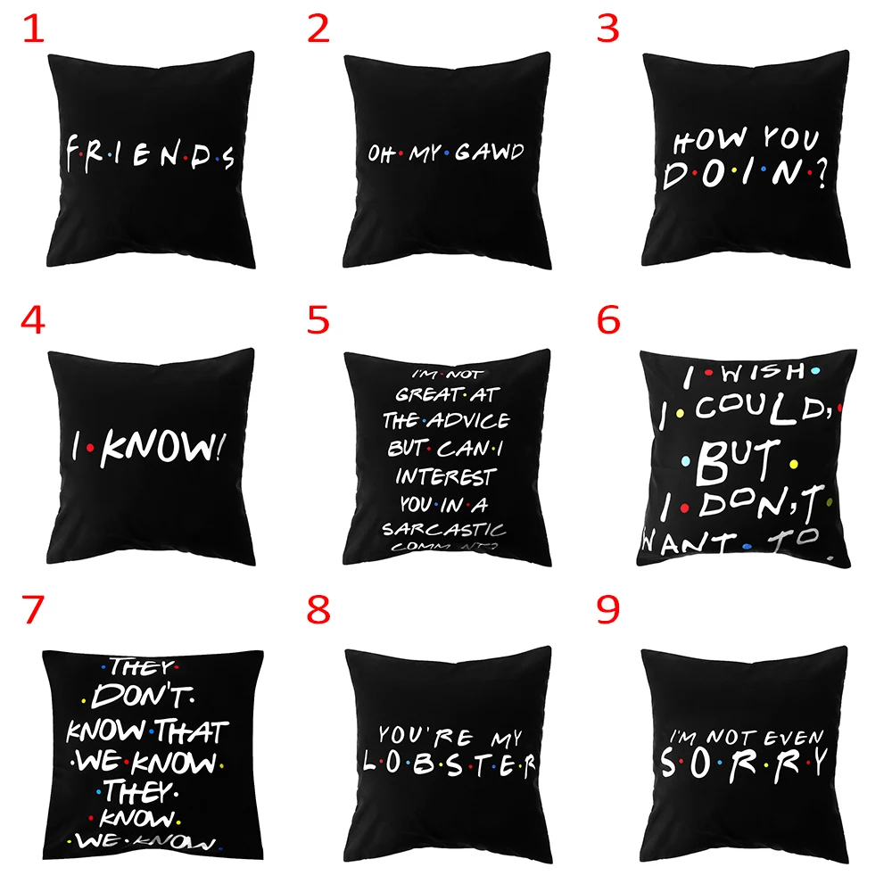 Классические черные забавные наволочки из полиэстера 1 шт. для подушек друзья ТВ