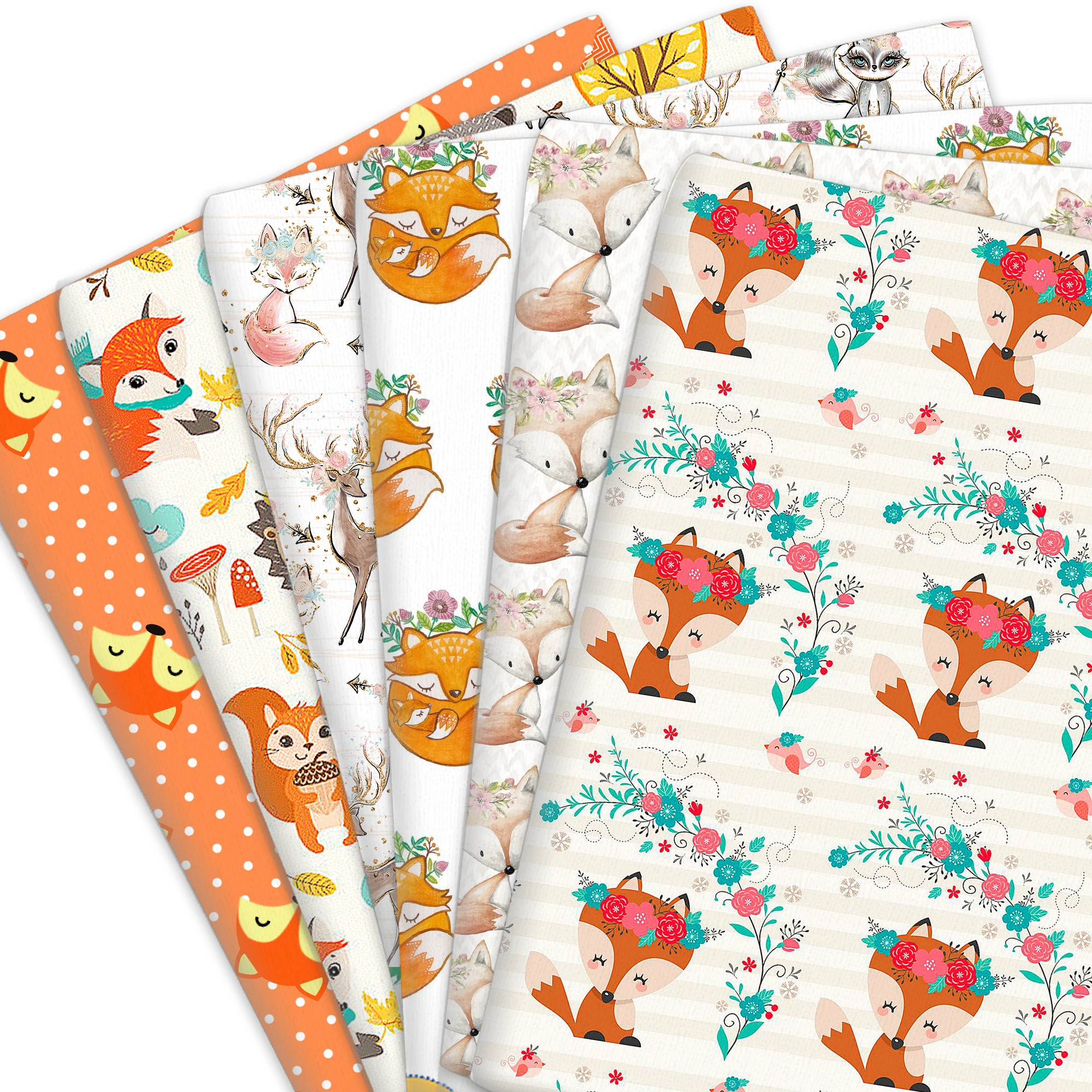 50*145cm Fox Animal 100% Pure/ Polyester Cotton /4 Ways Stretch Material Patchwork Sewing Fabrics Quilt Needlework DIY Cloth - купить по