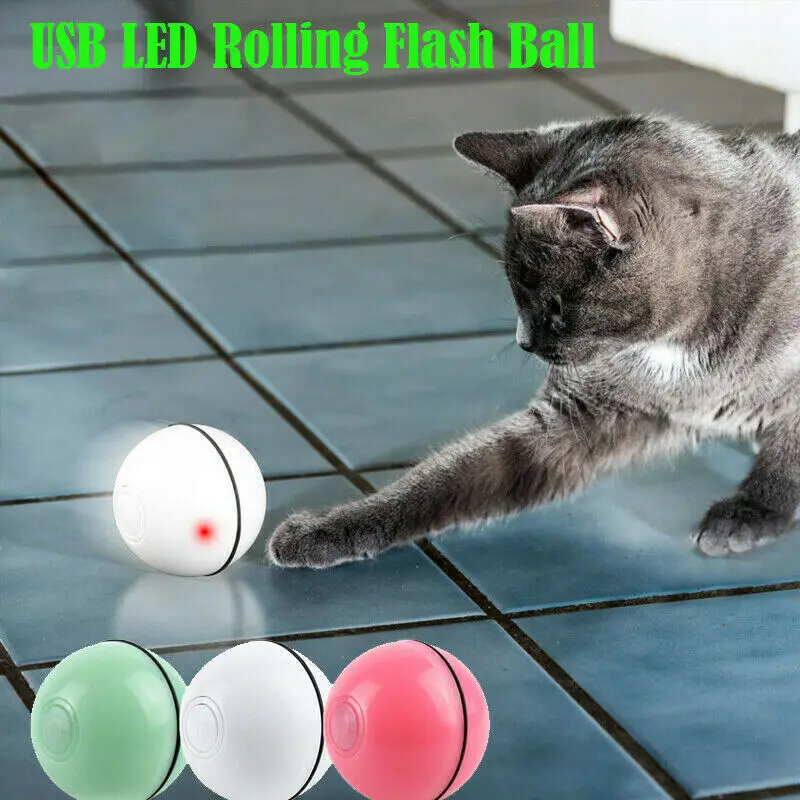 

Pet Cat Toy LED Luminous Ball USB Charging Smart laser funny Cat Toy Automatic Rolling ball Persian dog toy light