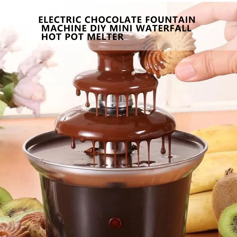 

Mini Chocolate Fountain Three Layers Creative Design Chocolate Melt with Heating Fondue Machine Home Supplies