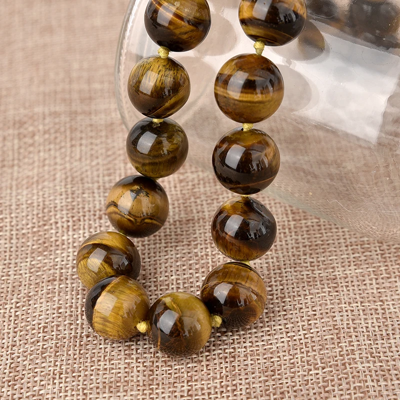 Натуральный тигровый глаз камень драгоценные камни ожерелья 10 мм бусины Сделай