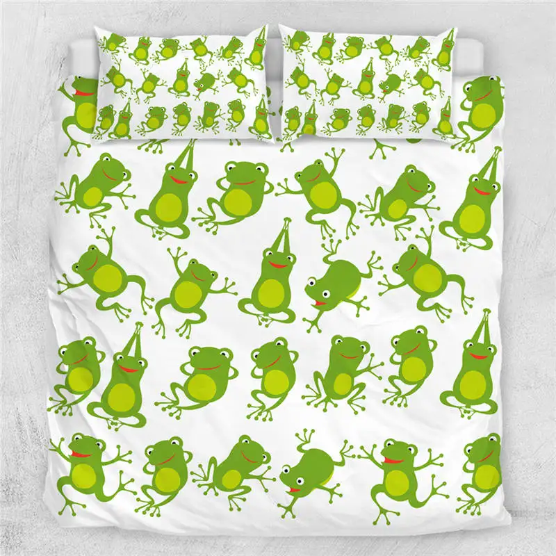 Green and white Постельные принадлежности, постельные принадлежности в виде лягушки, пододеяльник в виде животного, милый принц-Лягушка, сказочный Комплект постельного белья, зеленый, синий, мультяшное покрывало для детей - Цвет: Green and white