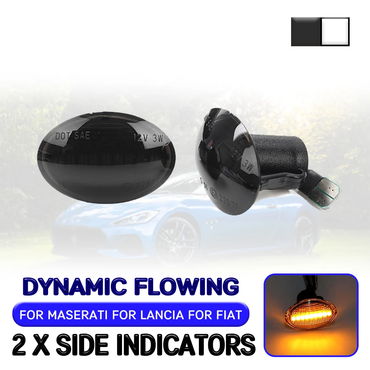 

Автомобильный светодиодный динамический боковой габаритный фсветильник рь для Maserati для Lancia для Fiat 500 2007, светосветильник поворотник