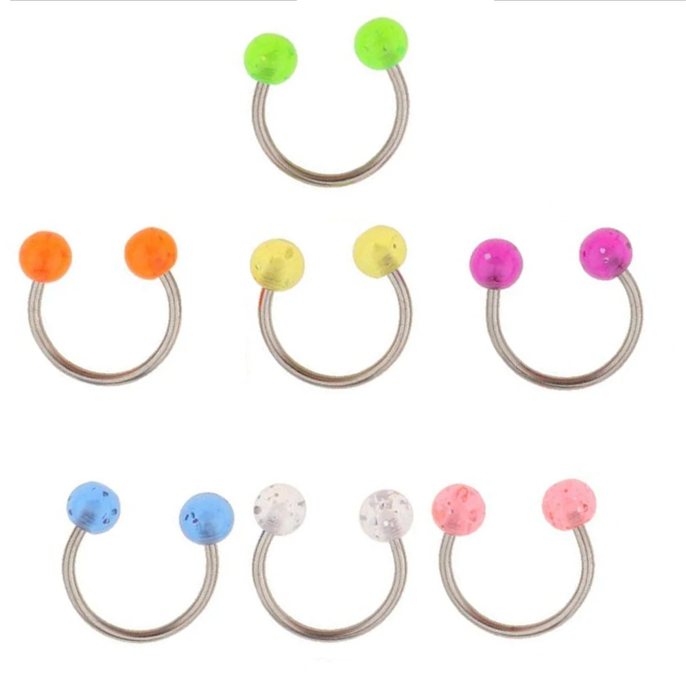 Поддельные пирсинг украшения для носа и тела женщин Подкова 7 шт блестящий шар