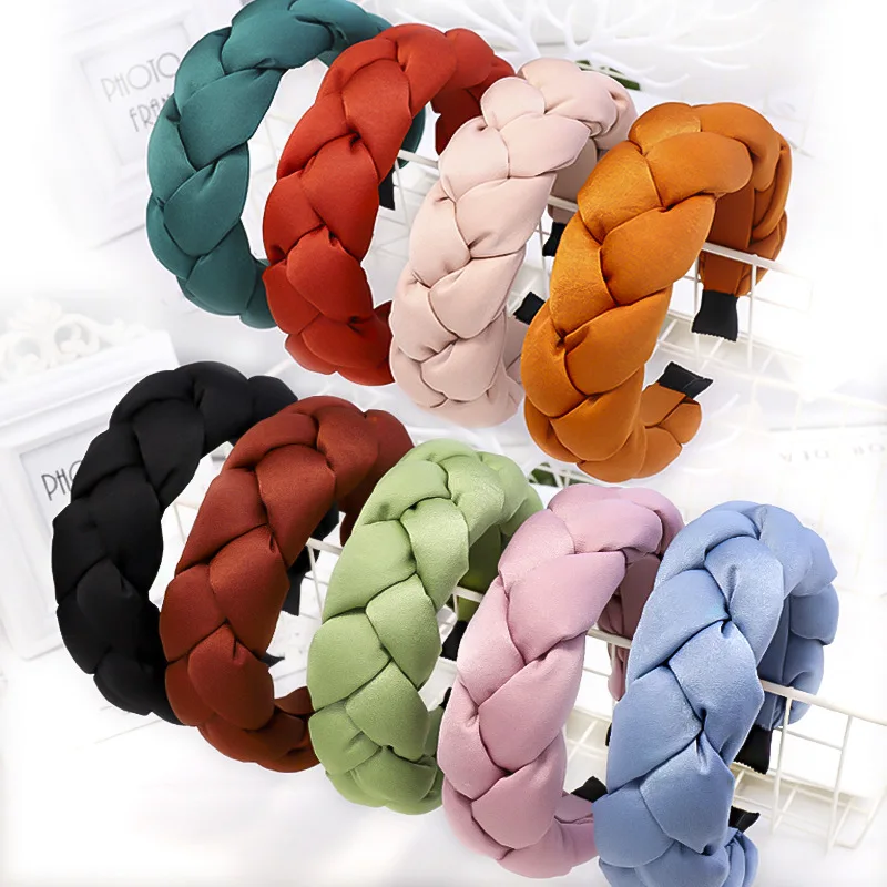 Vintage Thick Sponge Silk Cloth Hair Bands For Women Turban Braided Hairband Headband Hoop Clips Girls Accessories |