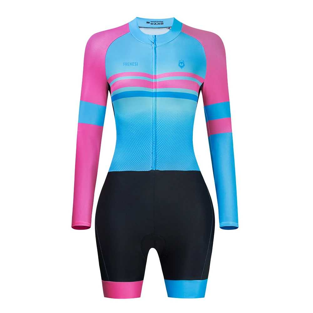 

2021 Frenesi Cycling Skinsuit Women Long Sleeve Macaquinho Bicycle Jumpsuit Uniform Maillot Ciclismo Bike Triathlon Bodysuit