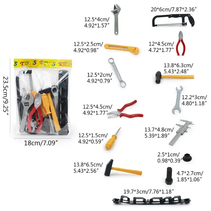 

14 Pcs Set Construction Tool Set for Kids Child Career Training Activity Props