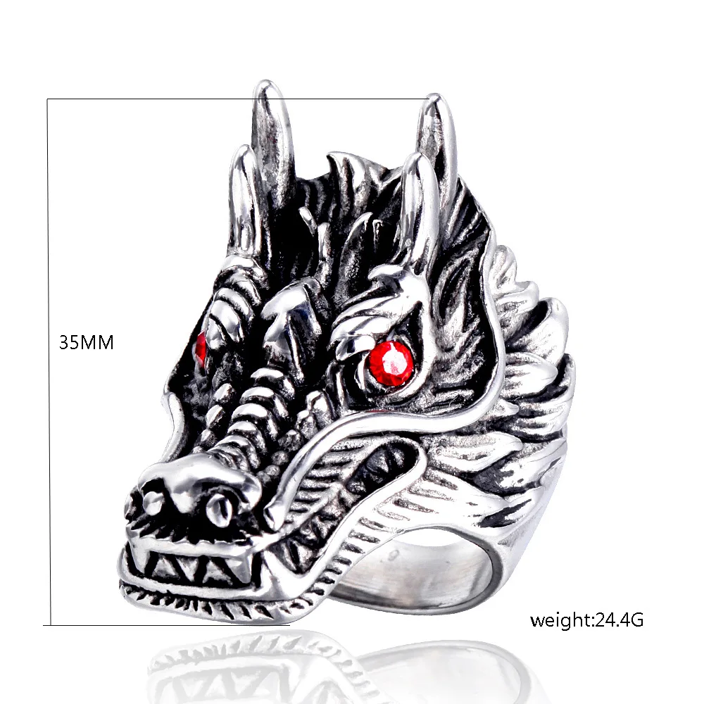 Мужское Винтажное кольцо с головой дракона из нержавеющей стали ювелирные