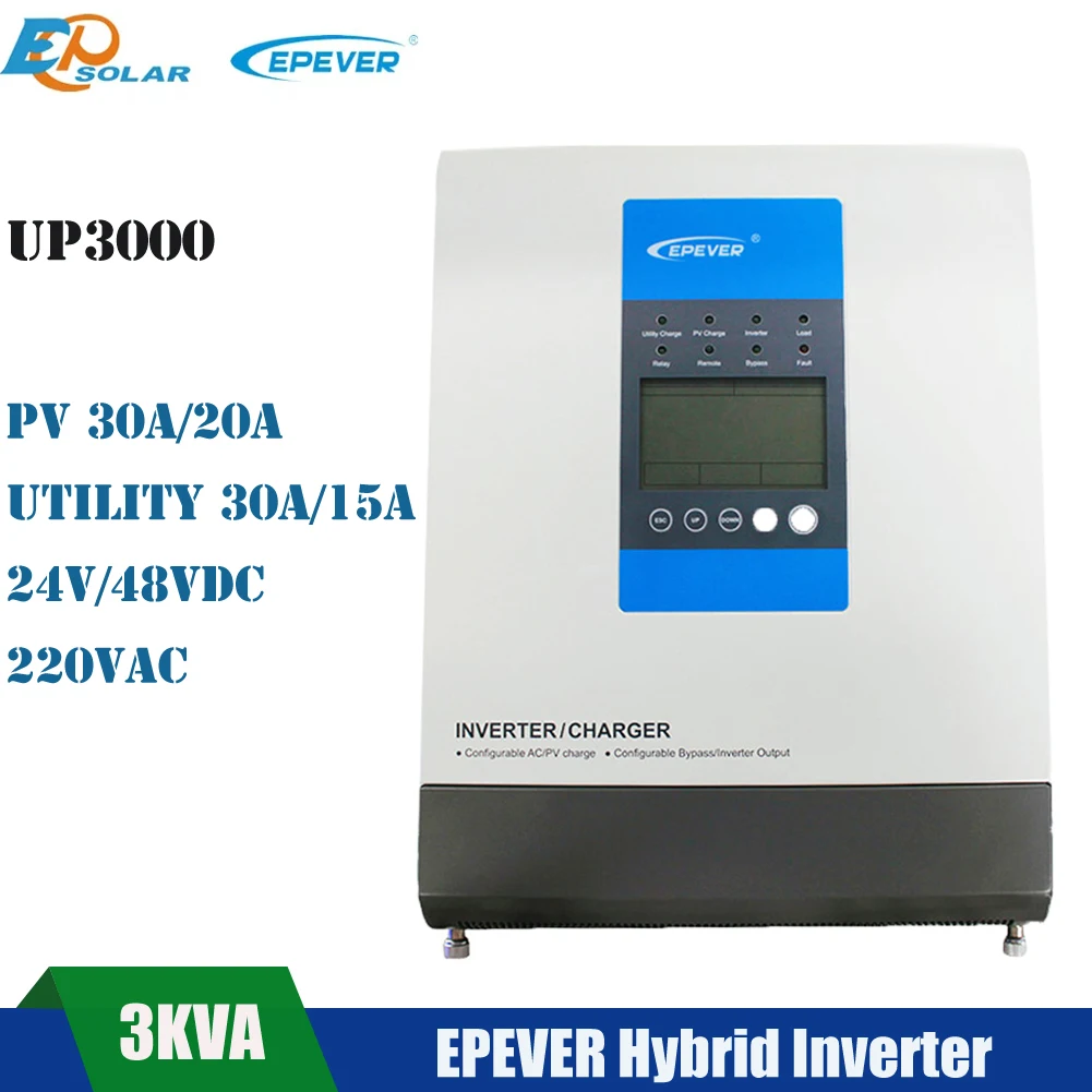 Epever 3KVA гибридный солнечный инвертор 24 В или 48 батарея встроенная 20A 30A MPPT
