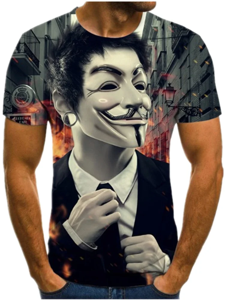 

2021 3D Printed T Shirt Men Joker Face Casual O-neck Male Tshirt Clown Short Sleeve Funny T Shirts Summer Tee Shirt Homme