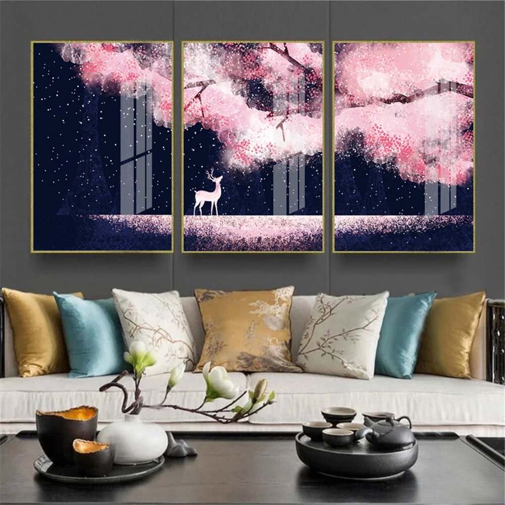 Ручная роспись лес цветы и Деревья Холст художественные картины гостиная