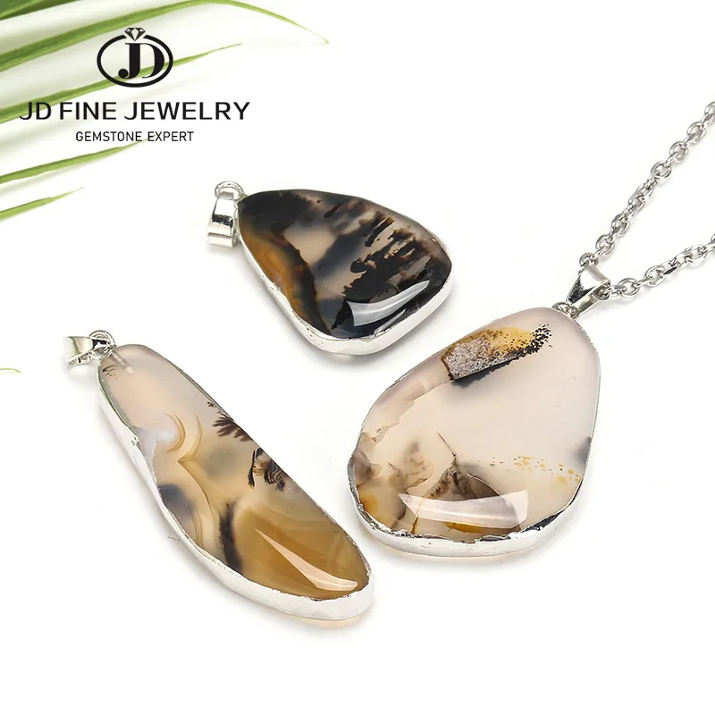 JD натуральный Океанский Агат свободной формы кулон уникальные ювелирные изделия
