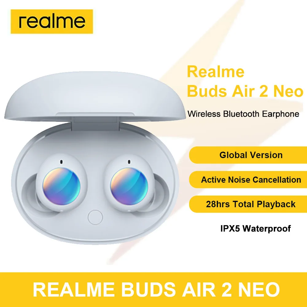 

Глобальная версия Realme бутоны Air 2 Neo Беспроводной Bluetooth 5,2 наушники Active Шум отмены 88 г-жа Супер низкая задержка наушники