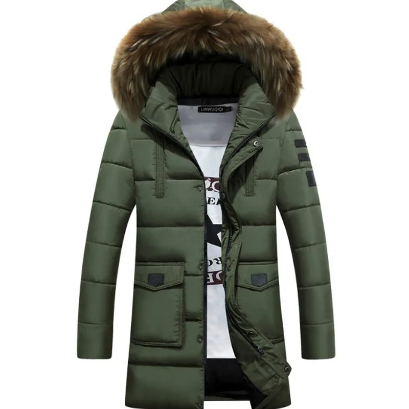 

New 2020 Thick Warm White Jacket Men Long Hooded Parkas Men Plus Size 3XL Fur Collar Business Cotton Jackets Coats parkas hombre
