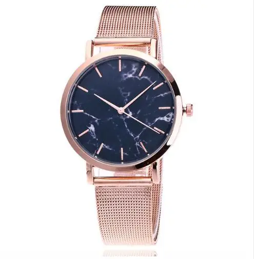 

Dropshiping Fashion Rose Gold Mesh Band Creative Marble Wrist Watch Casual Women Watches Brand Quartz Gift Relogio bayan kol saa
