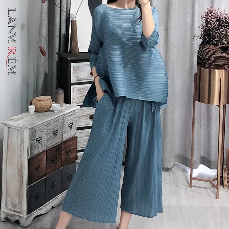 Женский плиссированный комплект из двух предметов LANMREM элегантный винтажный