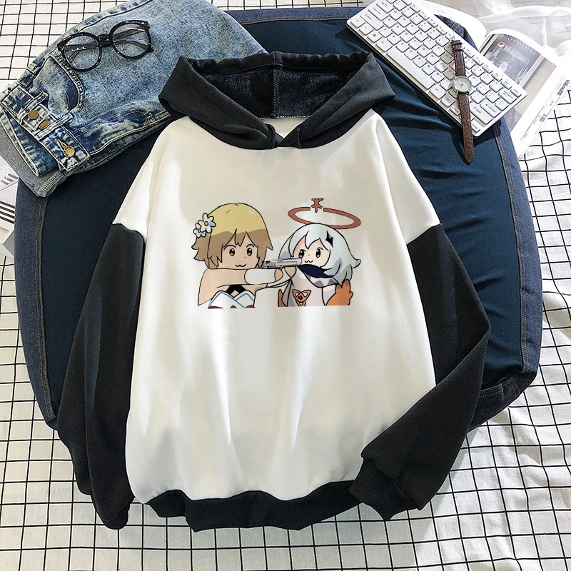 

Vintage Anime Genshin Impact Paimon Printed Hoodies Sweatshirt Women Winter Tops Girls Streetwear New Korean Fashion Pullovers