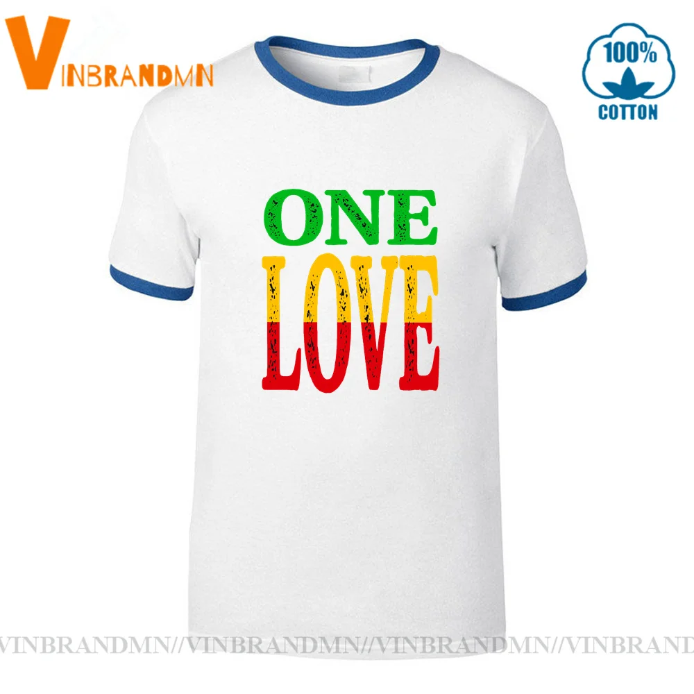 Европейская крутая Мужская футболка с подарком Веселая надписью One Love Jamaica Rasta Reggae