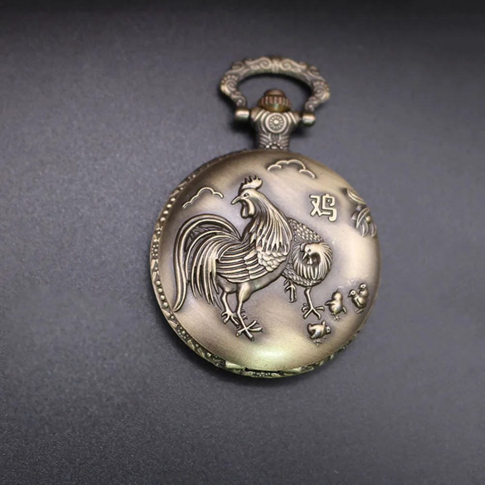 

Metal Chain Classic Pocket Watch Unisex Portable Quartz Zodiac Vintage Clear Automatic