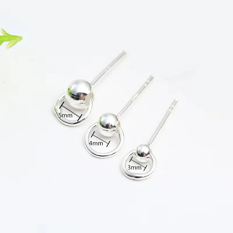 Женские серьги гвоздики из серебра 925/990 пробы с круглым