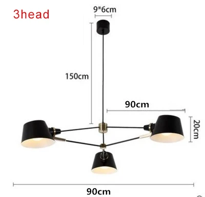 

Люстра для гостиной, дизайнерский светильник, черная подвесная лампа для столовой, спальни